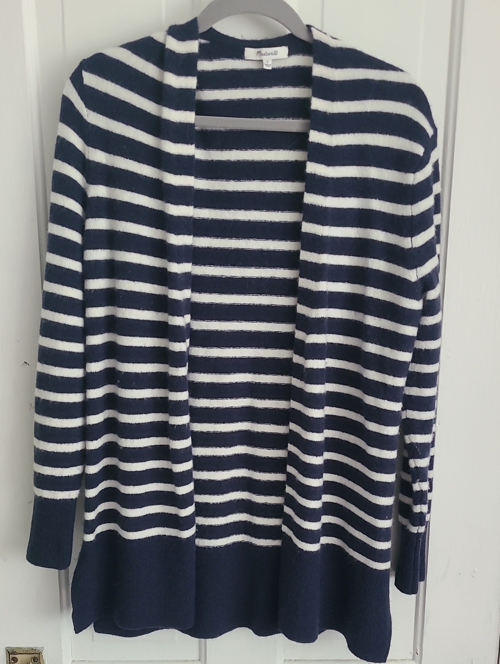 Madewell Navy & White Striped Open Cardigan, Size S